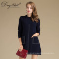 Wholesales Custom Flat Knitted Crew Neck Cashmere Sweater With Pockets